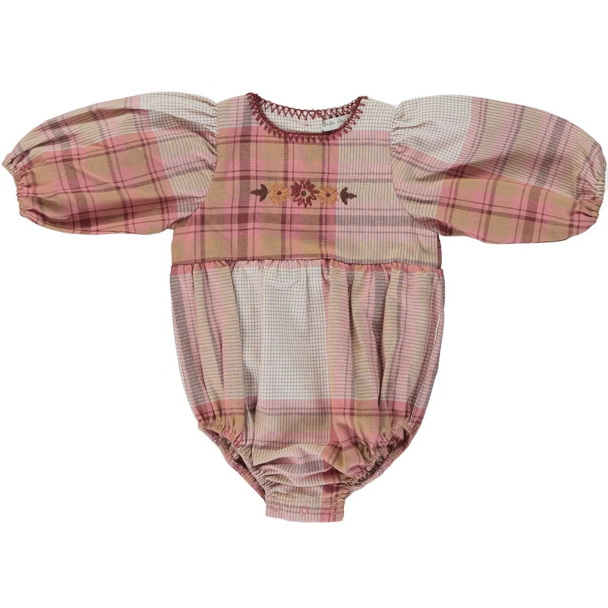 BEBE ORGANIC VINTAGE PLAID LINDA ROMPER