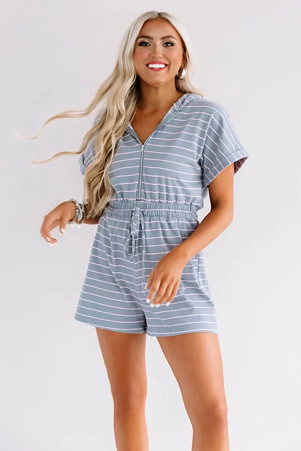 Bellinis At The Boat House Stripe Romper in Dark Grey