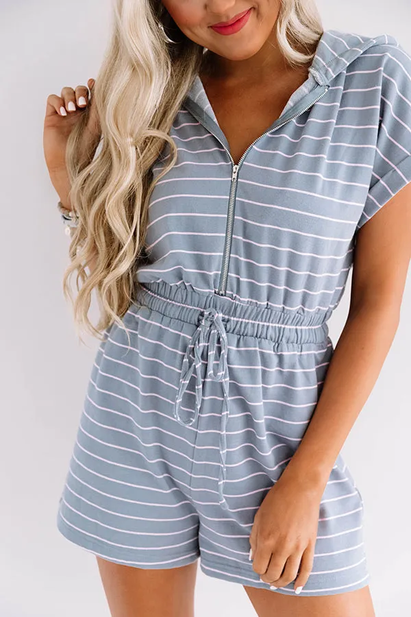 Bellinis At The Boat House Stripe Romper in Dark Grey