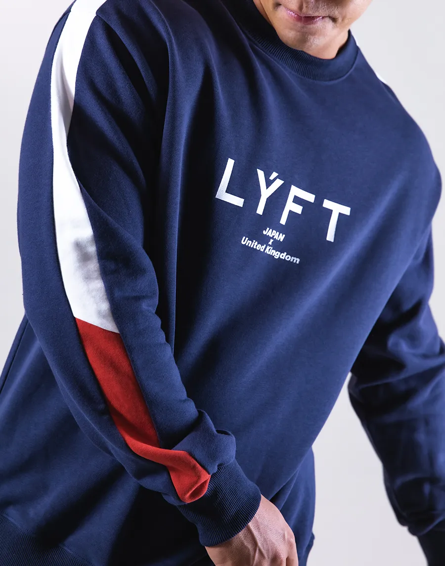 Bi-Color Line Crewneck Sweat - Navy