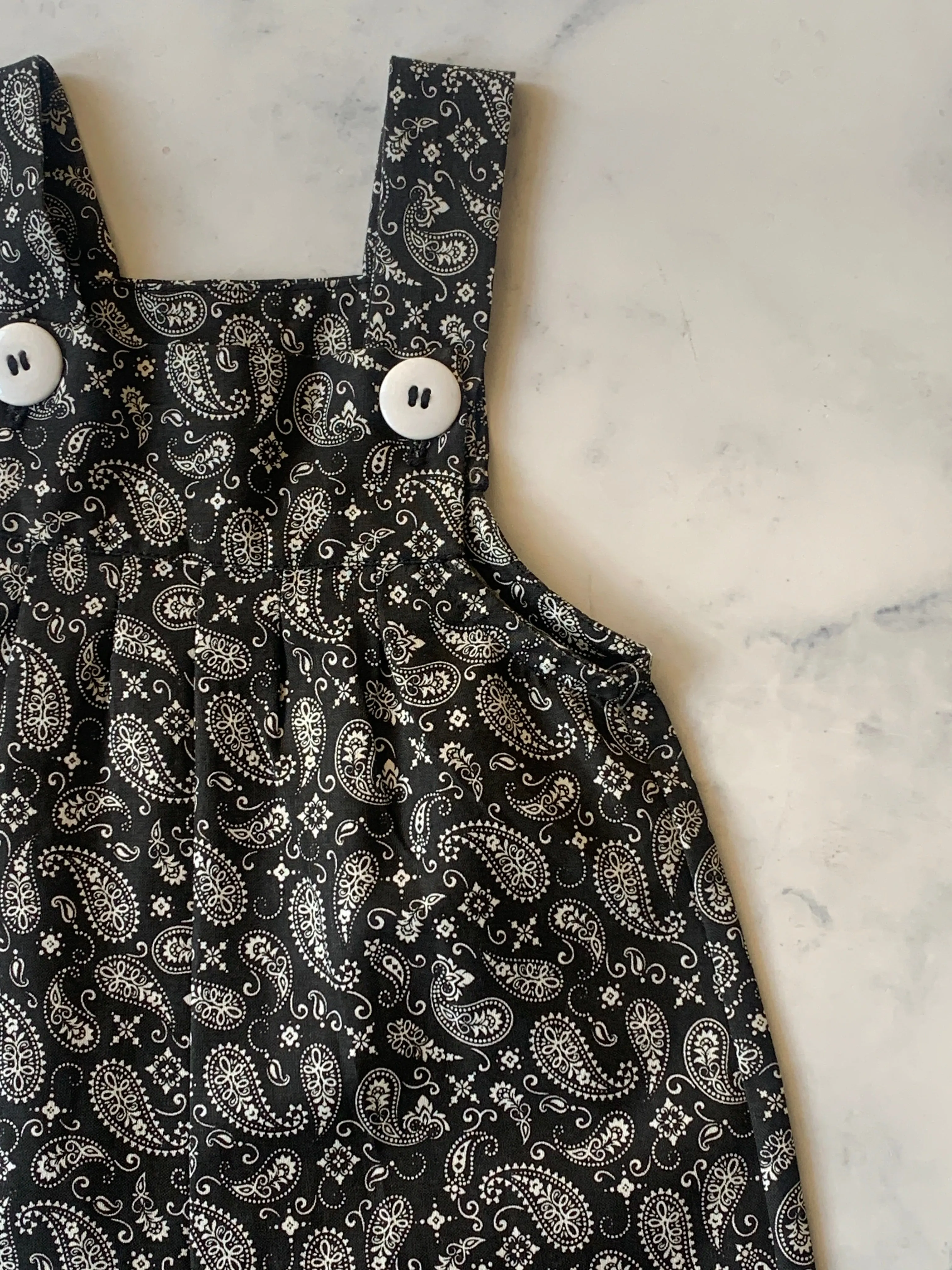 Black and white paisley Dungarees