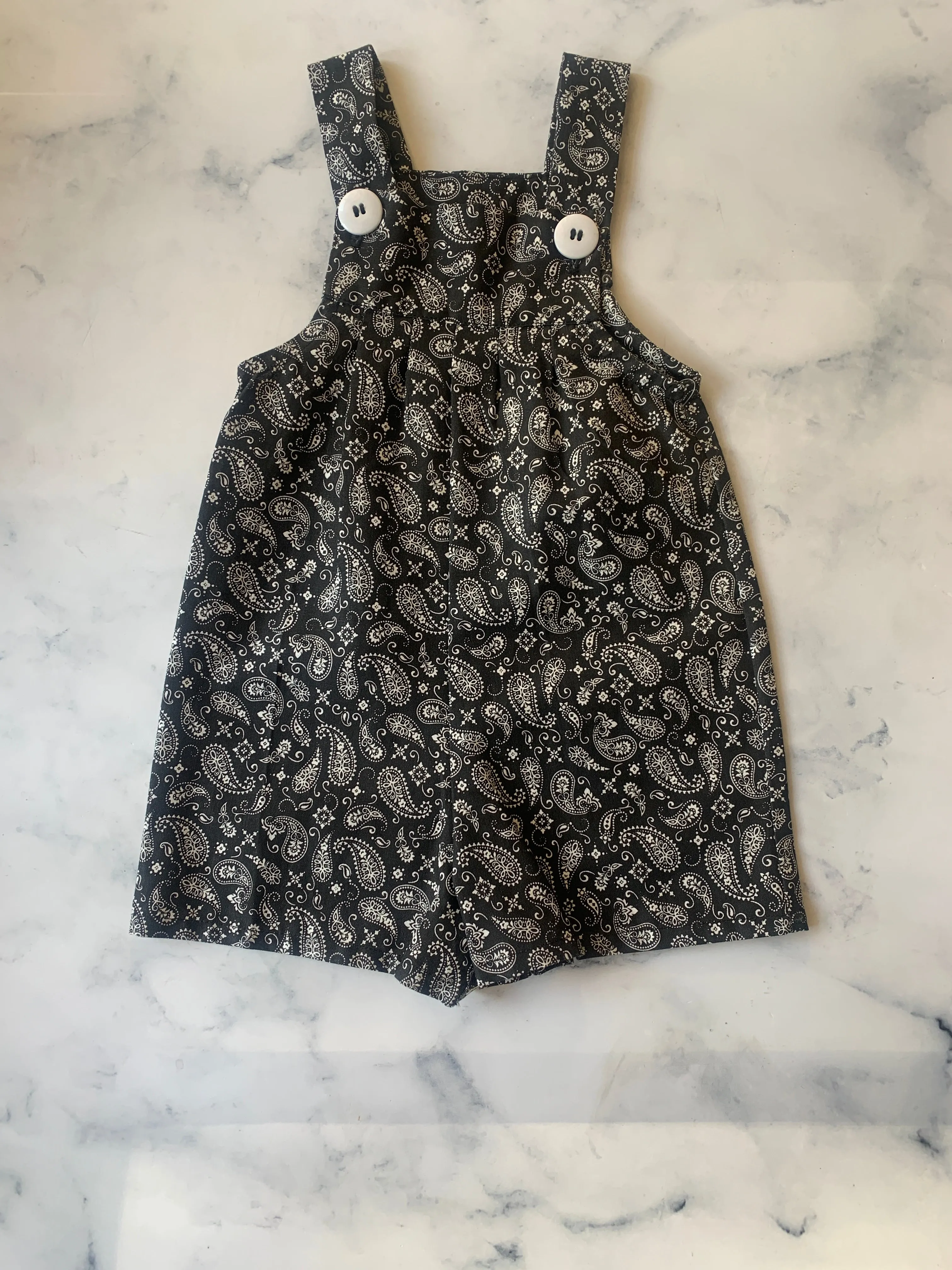 Black and white paisley Dungarees