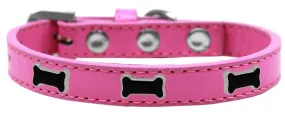 Black Bone Widget Dog Collar Bright Pink Size 10