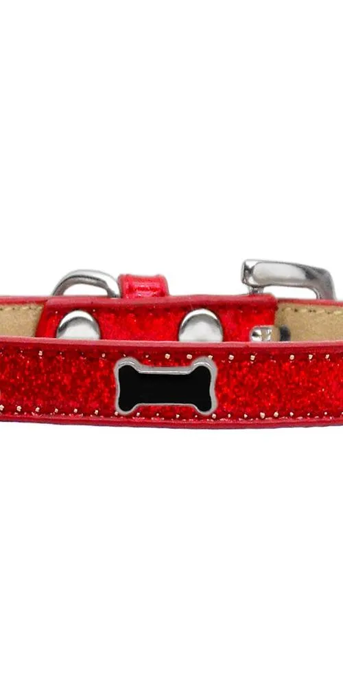 Black Bone Widget Dog Collar Red Ice Cream Size 18