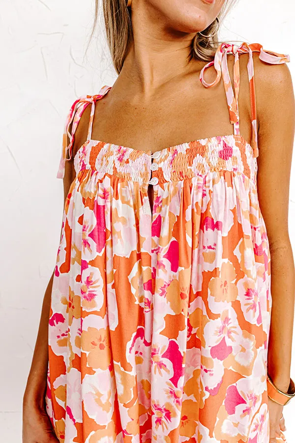 Bloom With A View Romper In Tangerine