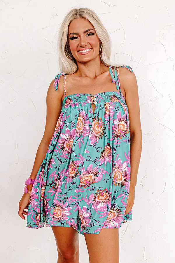 Bloom With A View Romper In Turquoise