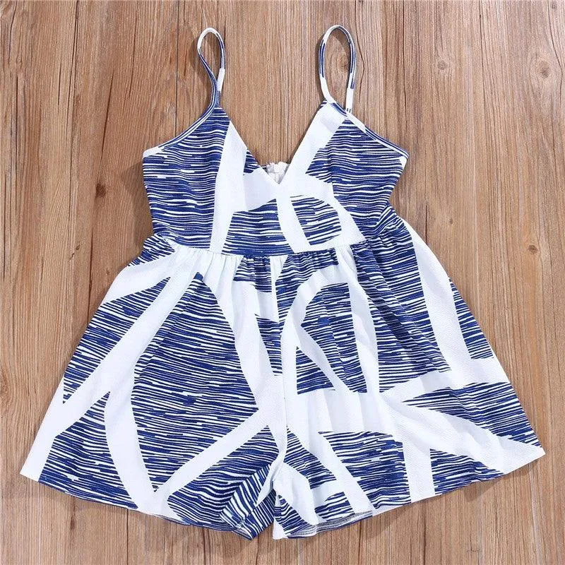 BLUE & WHITE PATTERNED ROMPER