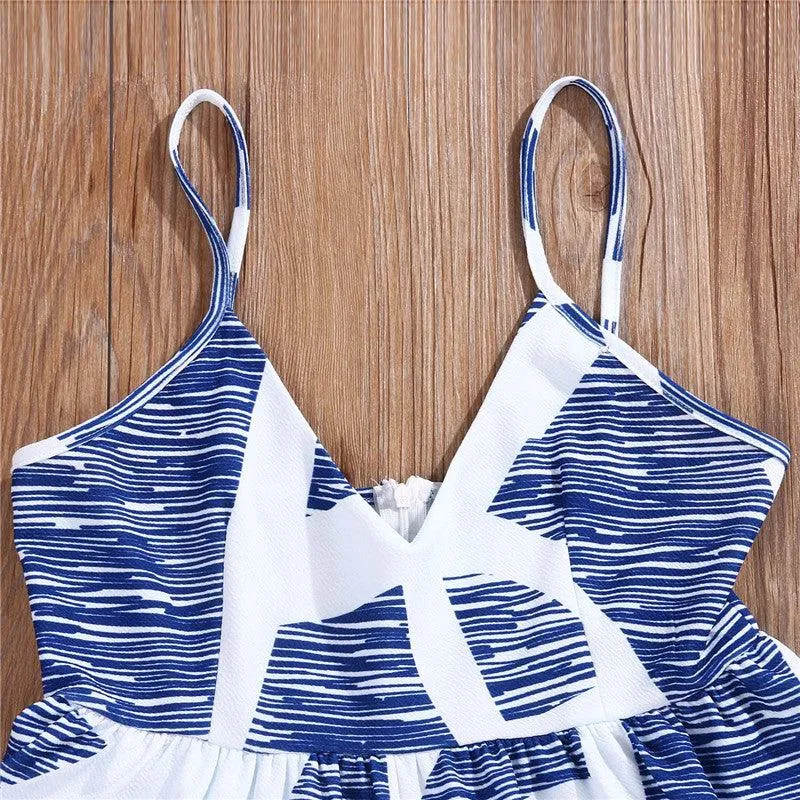 BLUE & WHITE PATTERNED ROMPER