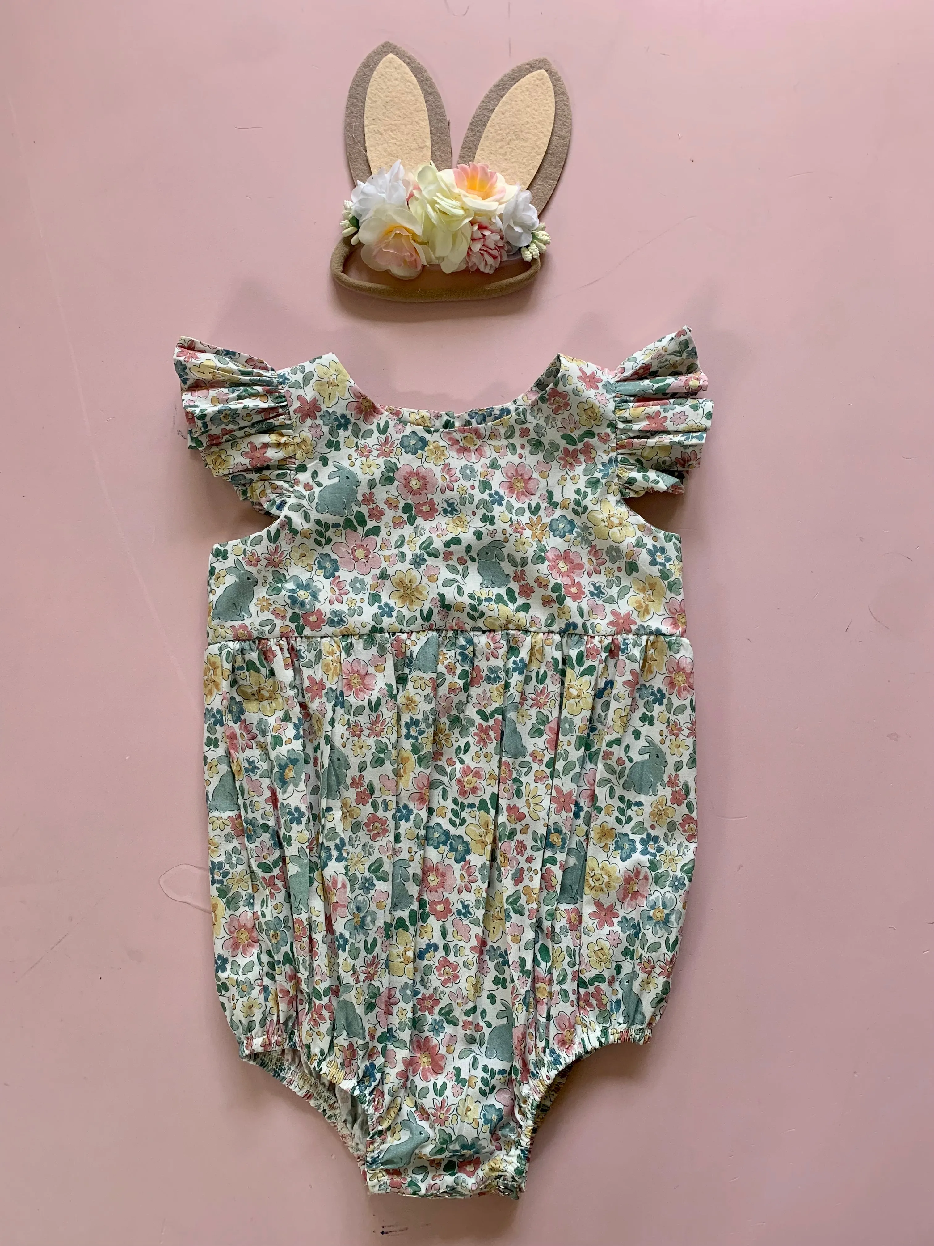 Blue floral bunny Romper