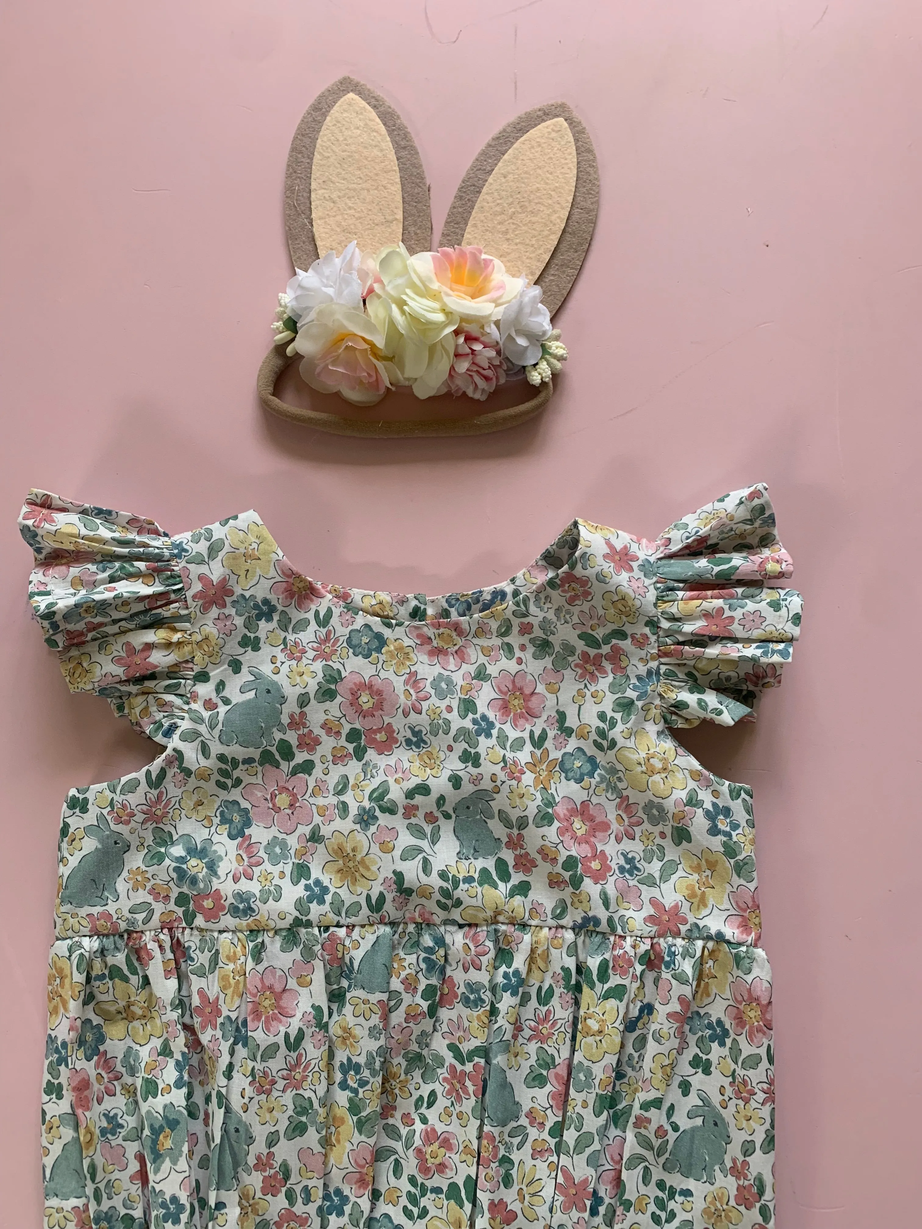 Blue floral bunny Romper