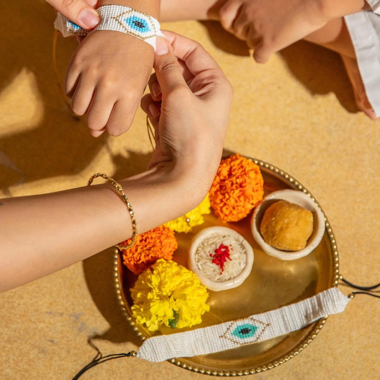 Blue Overall Evil Eye Beadwork Rakhi