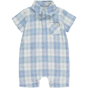 Blue plaid polo romper | Me & Henry