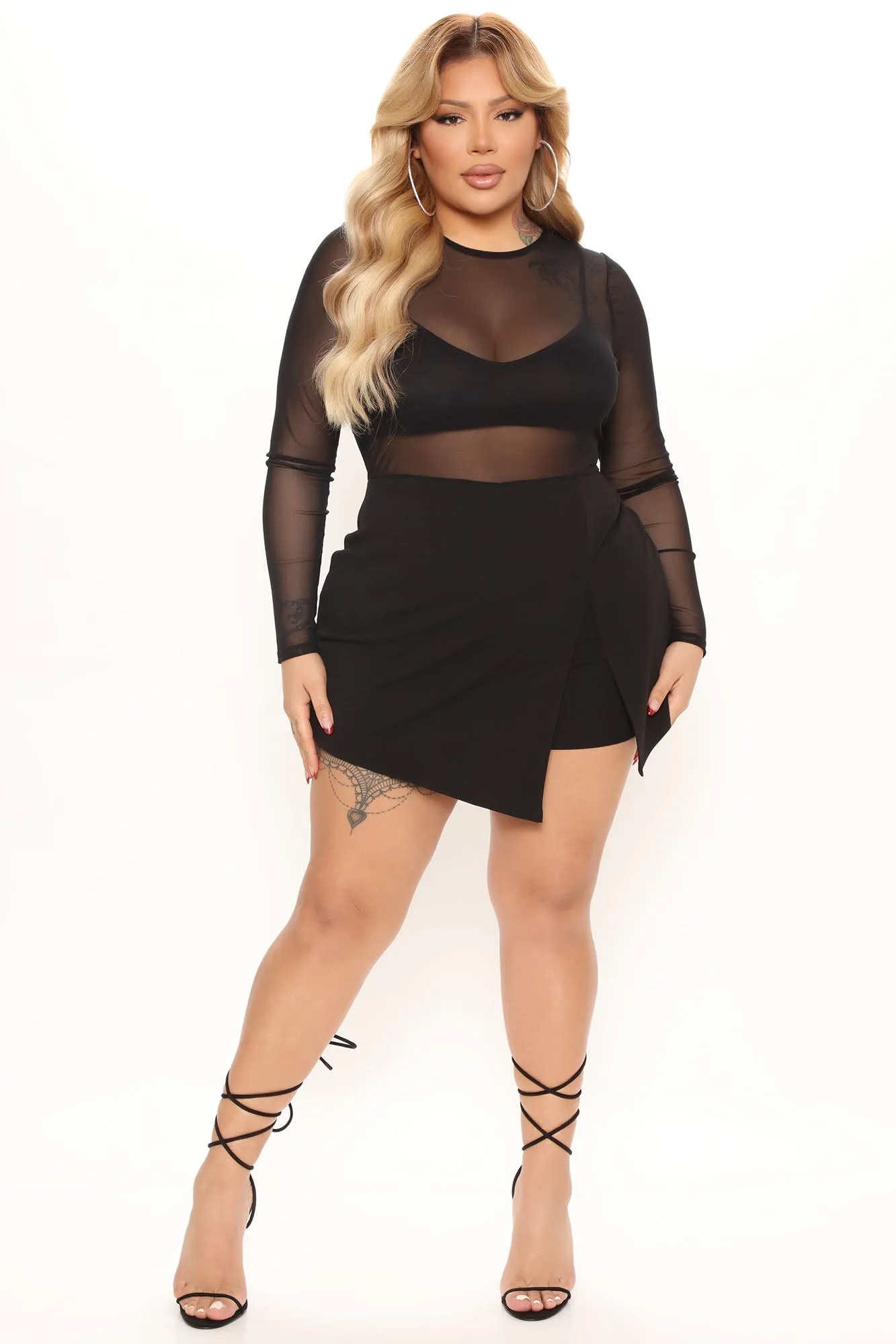 Blurred Lines Mesh Romper - Black