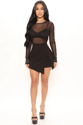 Blurred Lines Mesh Romper - Black