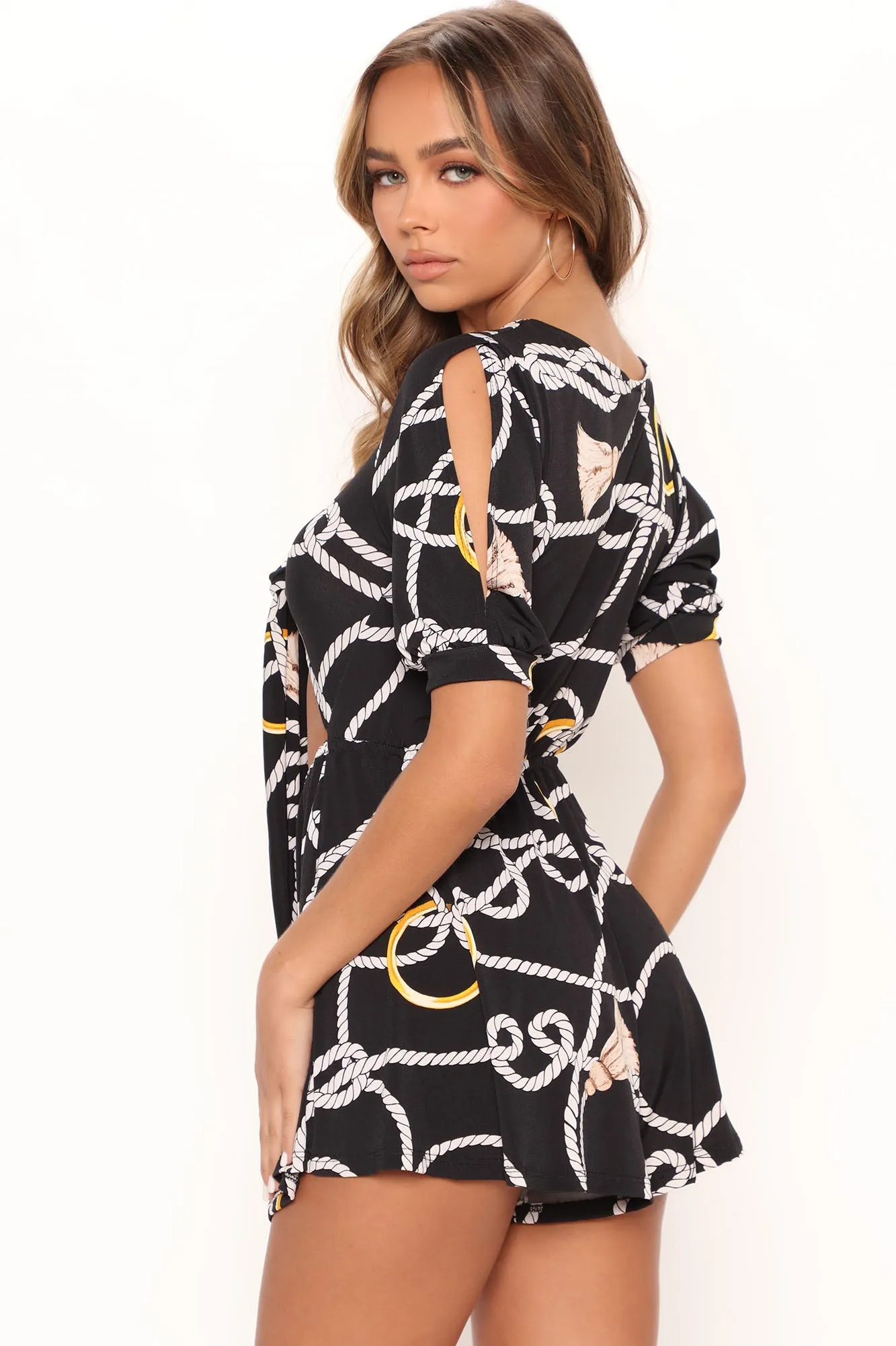 Boat Party Romper - Black/combo