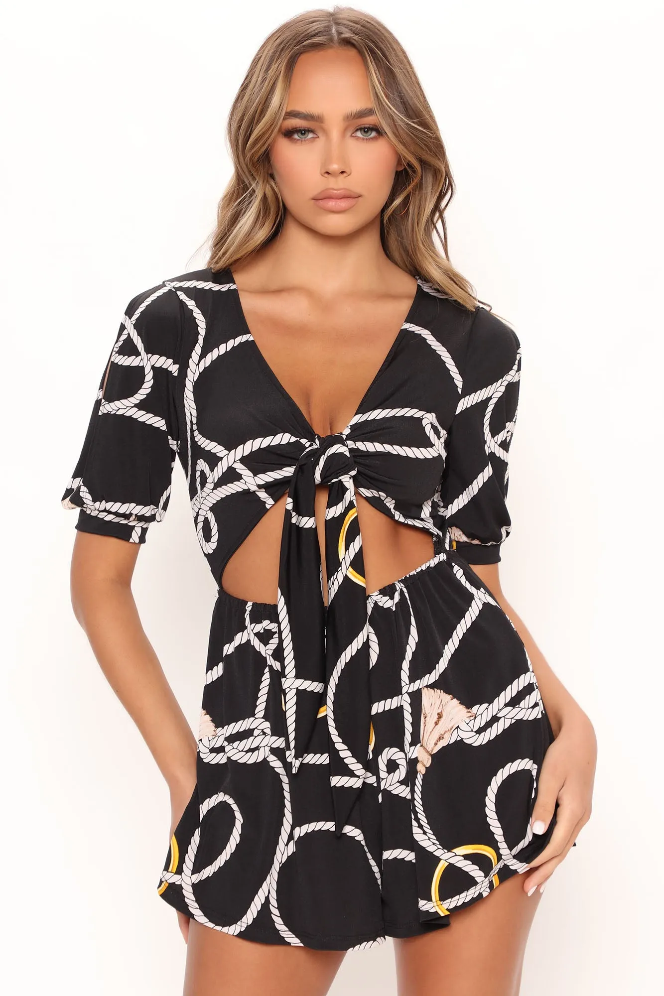 Boat Party Romper - Black/combo