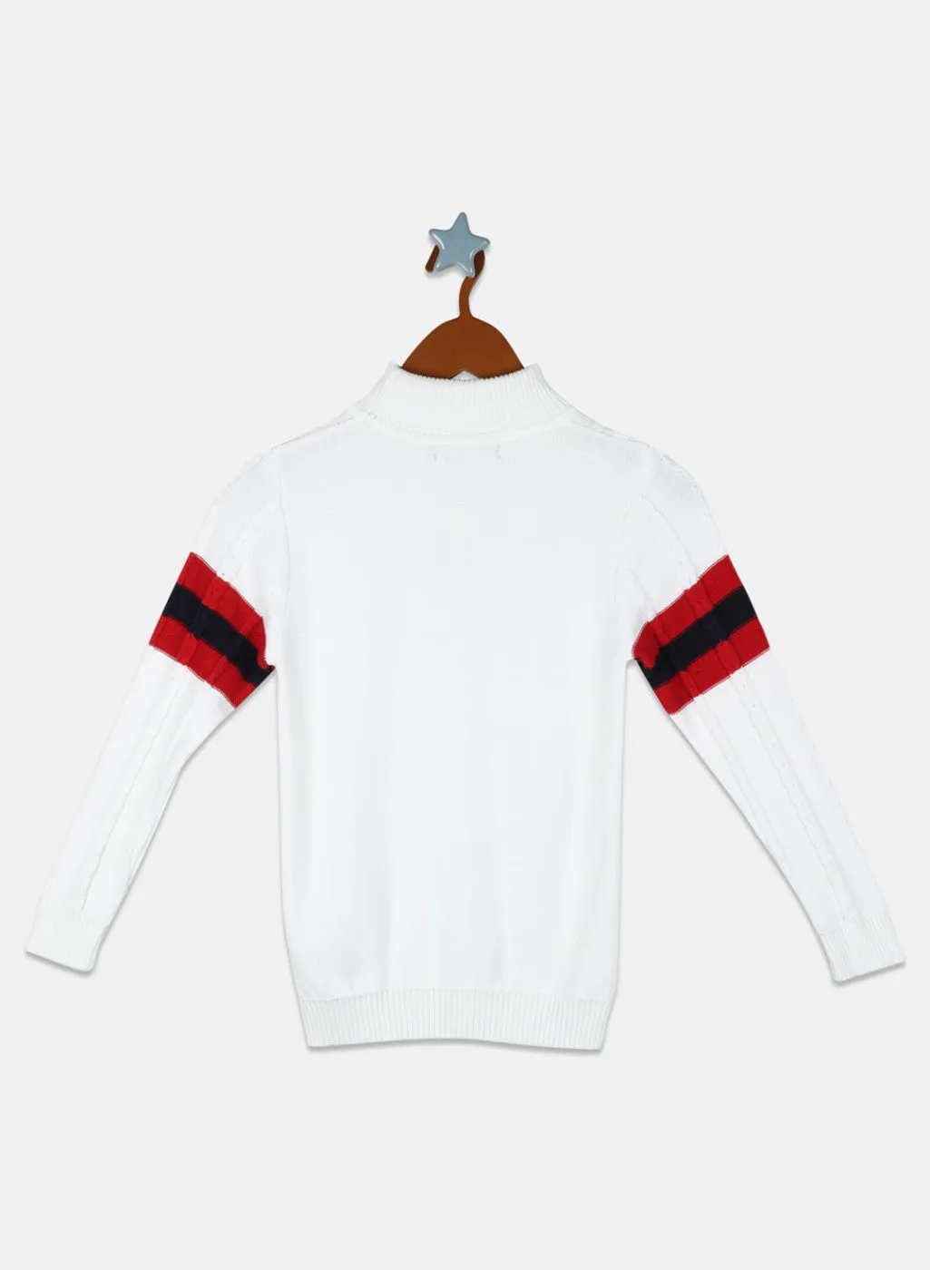 Boys Off White Zig-Zag Pullover