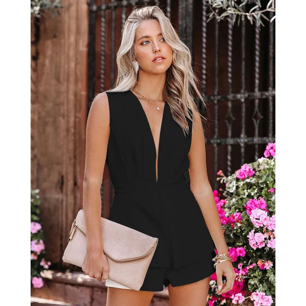 Business Romper Plunge Playsuit for Networking Events