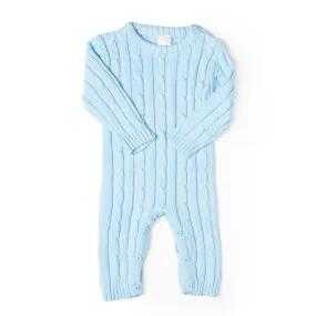 Cable-Knit Baby's Bodysuit Romper - Blue