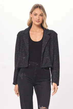 Charcoal Oversized Textured Knit Blazer