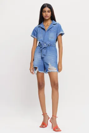 Classic Distressed Indigo Romper