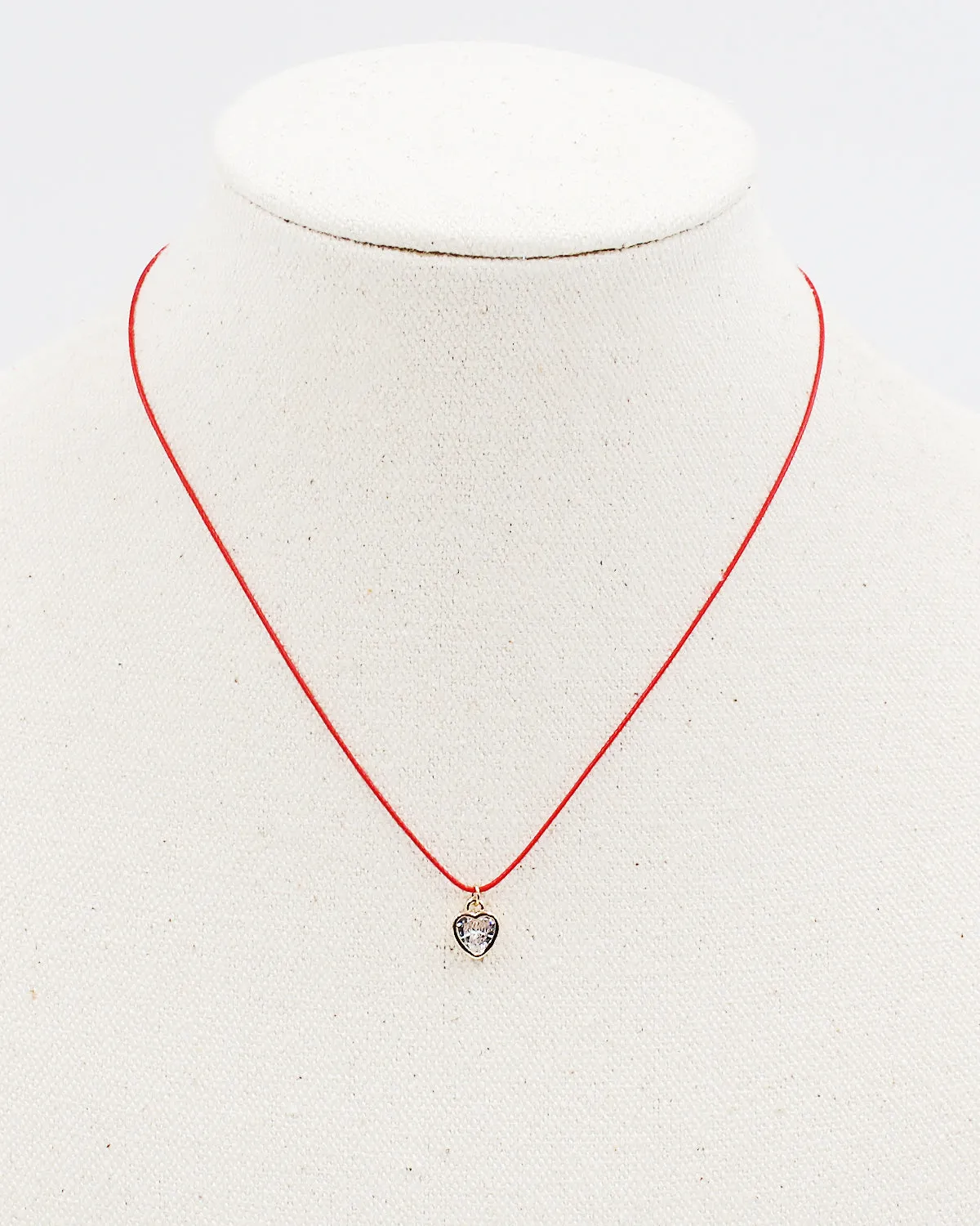 Clear Stone Heart Charm Necklace