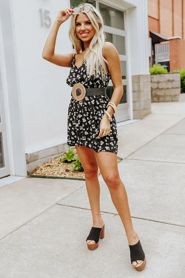 Coastal Cabana Floral Romper In Black