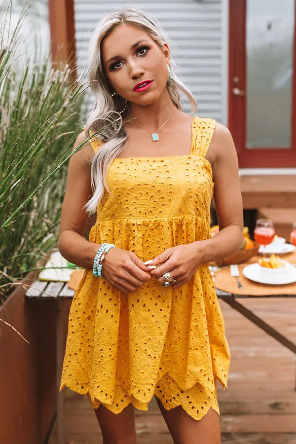 Cocktail Cutie Eyelet Romper In Golden Honey