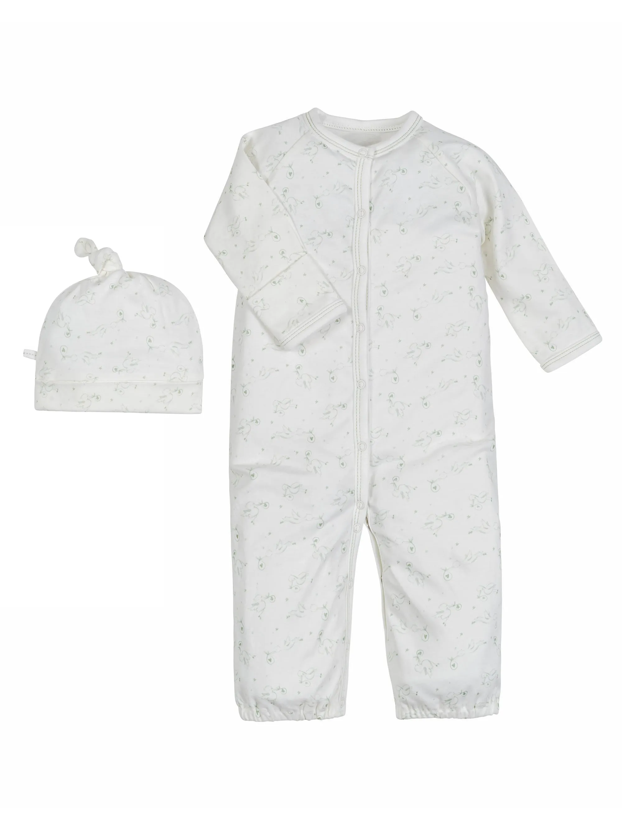 Convertible Romper & Beanie Set - Stork