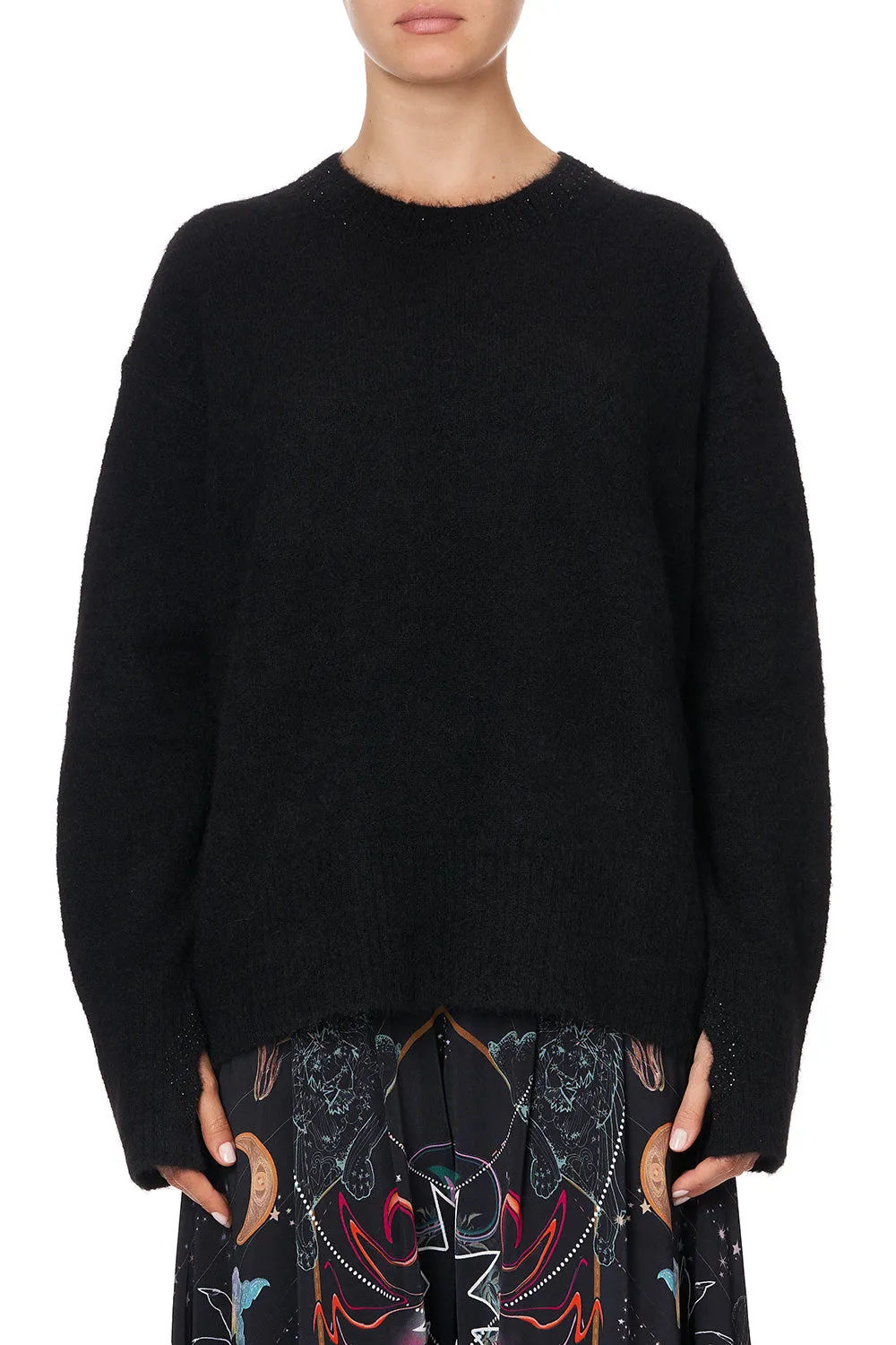 CREW NECK JUMPER WITH SPLIT SLEEVE MOONLIT MUSINGS