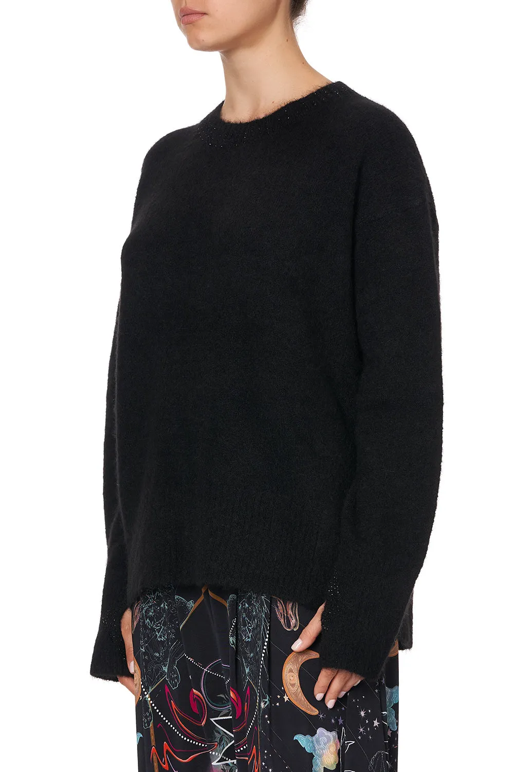 CREW NECK JUMPER WITH SPLIT SLEEVE MOONLIT MUSINGS