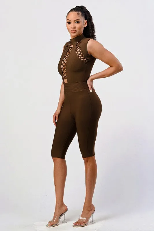 Criss Cross Sexy Bandage Romper