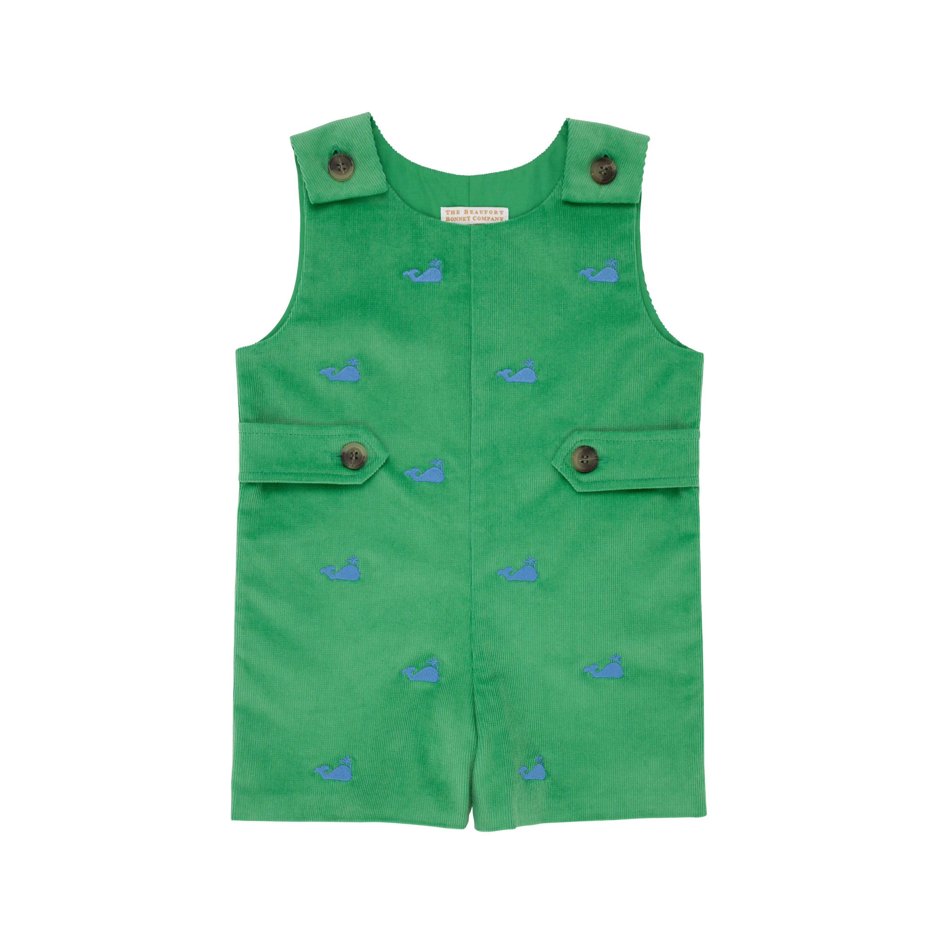 Critter Jack Keene Jon Jon (Corduroy) - Kiawah Kelly Green with Barbados Blue Whale Embroidery