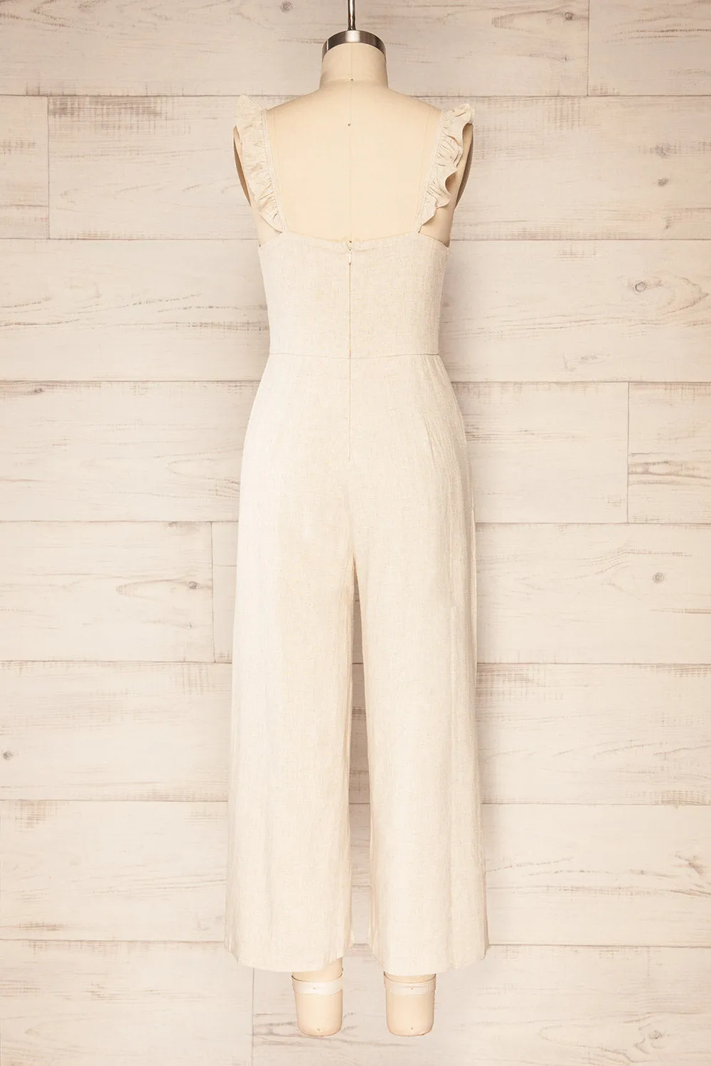 Crocevie Beige | Jumpsuit with V-Neckline