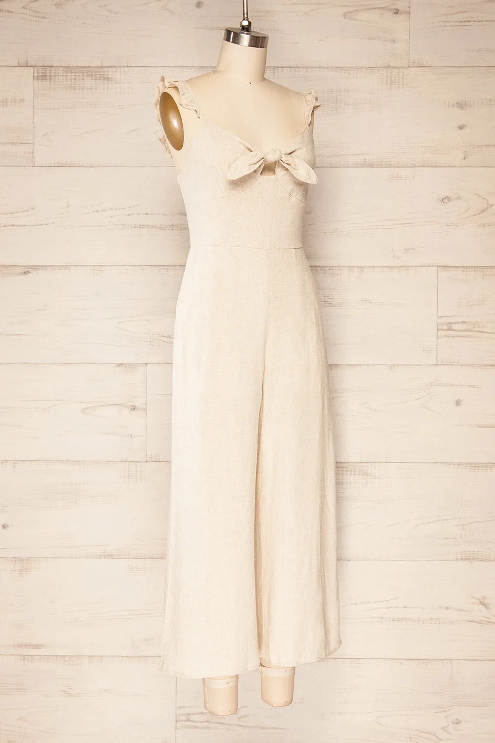 Crocevie Beige | Jumpsuit with V-Neckline