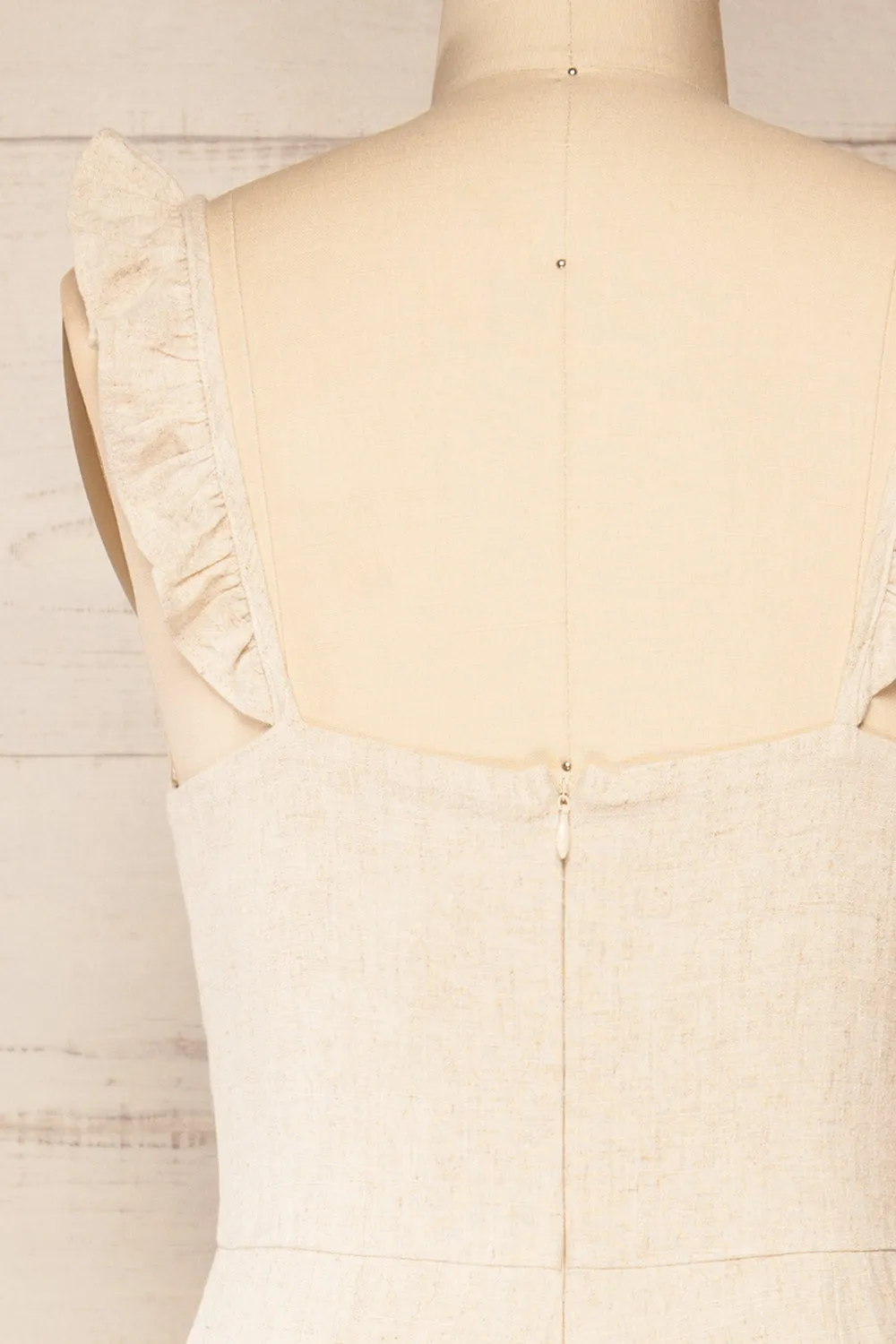 Crocevie Beige | Jumpsuit with V-Neckline