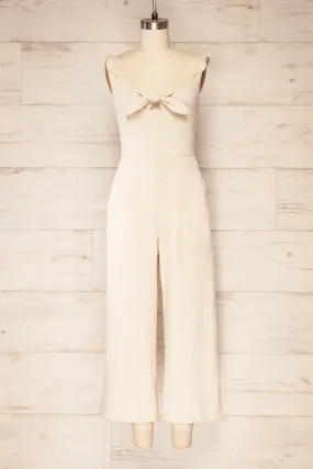 Crocevie Beige | Jumpsuit with V-Neckline