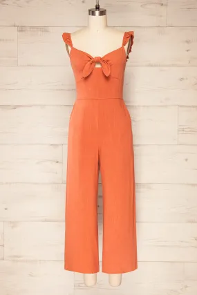 Crocevie Orange | Jumpsuit with V-Neckline