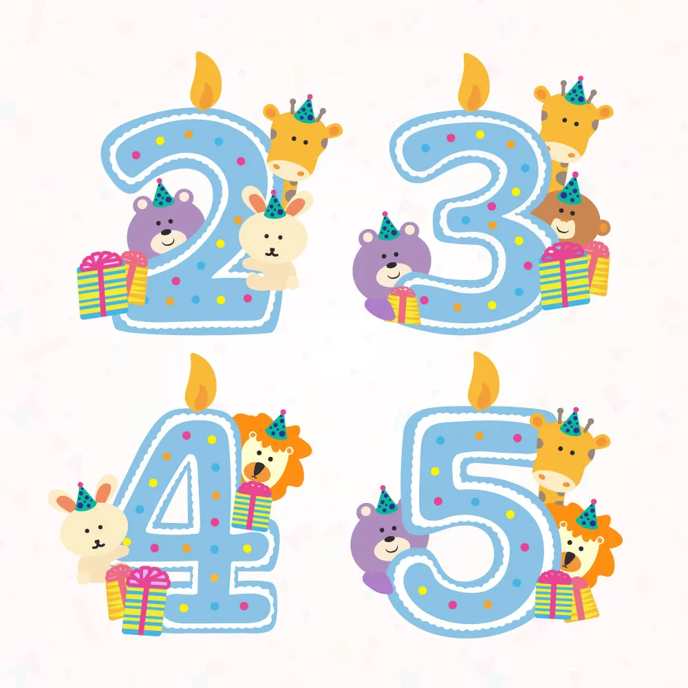 Cute Birthday Animal Blue (Kids)