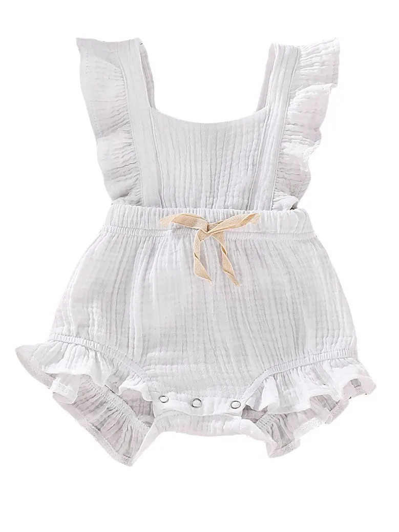 Cute Infant Baby Ruffle Solid Color Bodysuit Onesie