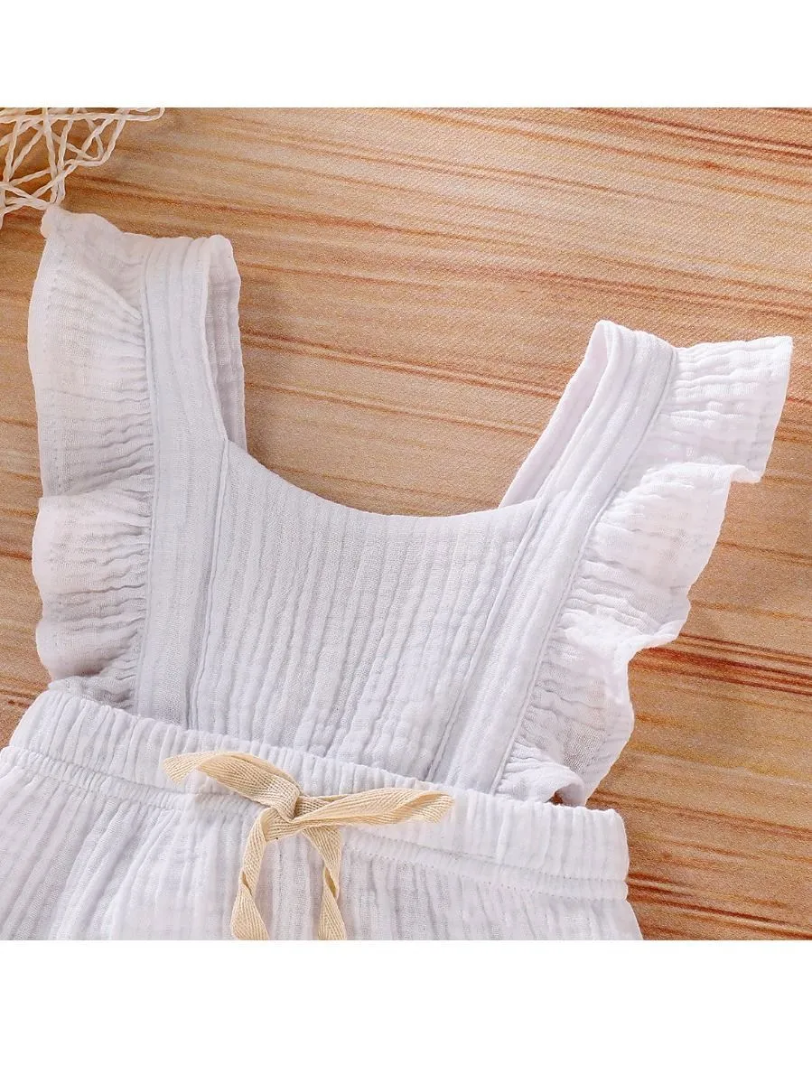 Cute Infant Baby Ruffle Solid Color Bodysuit Onesie