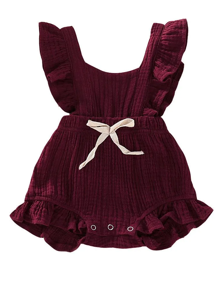 Cute Infant Baby Ruffle Solid Color Bodysuit Onesie