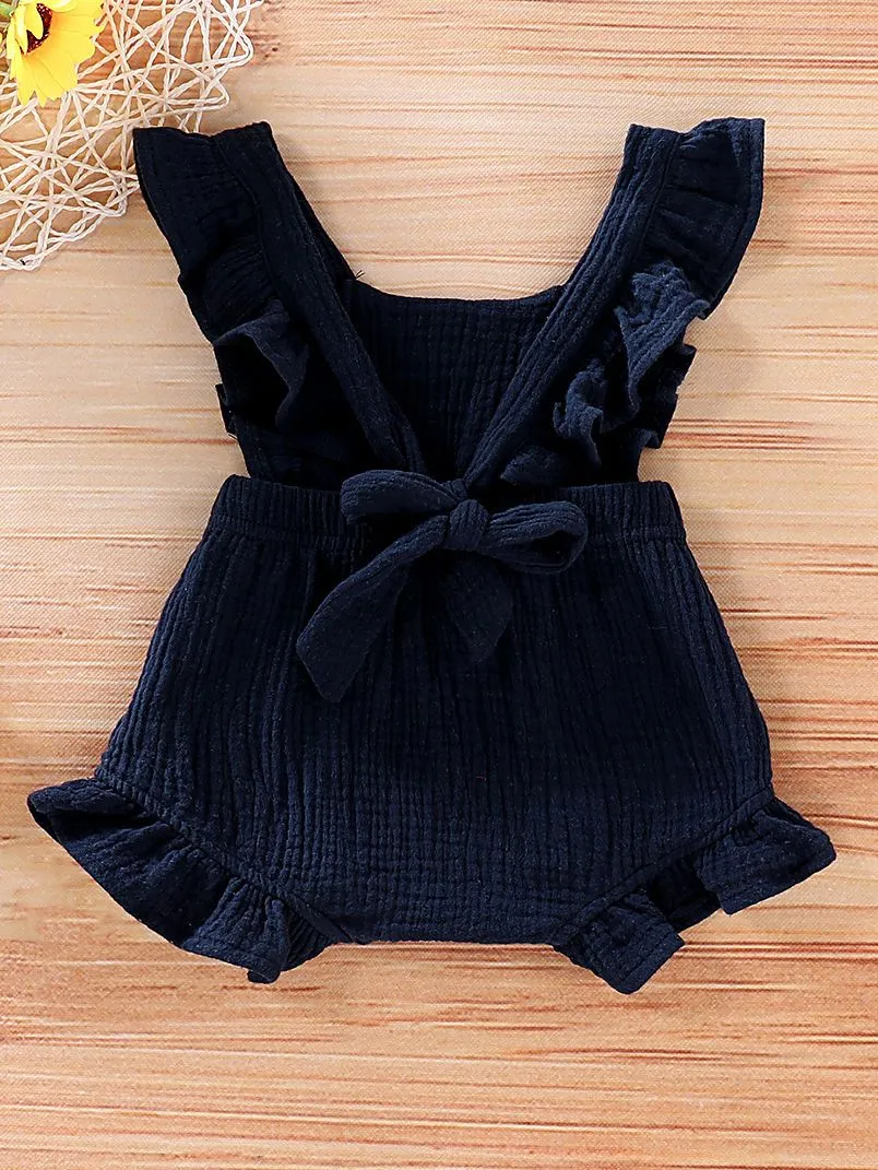 Cute Infant Baby Ruffle Solid Color Bodysuit Onesie