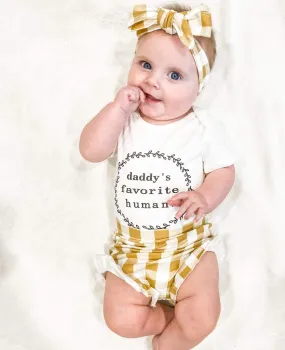 Daddy's Favorite Human Romper with Bloomer and Headband #1000193