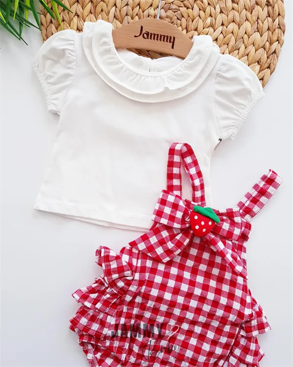 darlene strawberry romper set