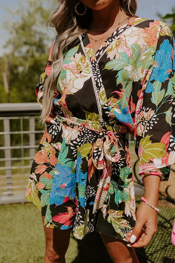 Desert Shade Floral Romper In Black