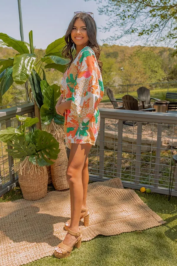 Desert Shade Floral Romper In Ivory