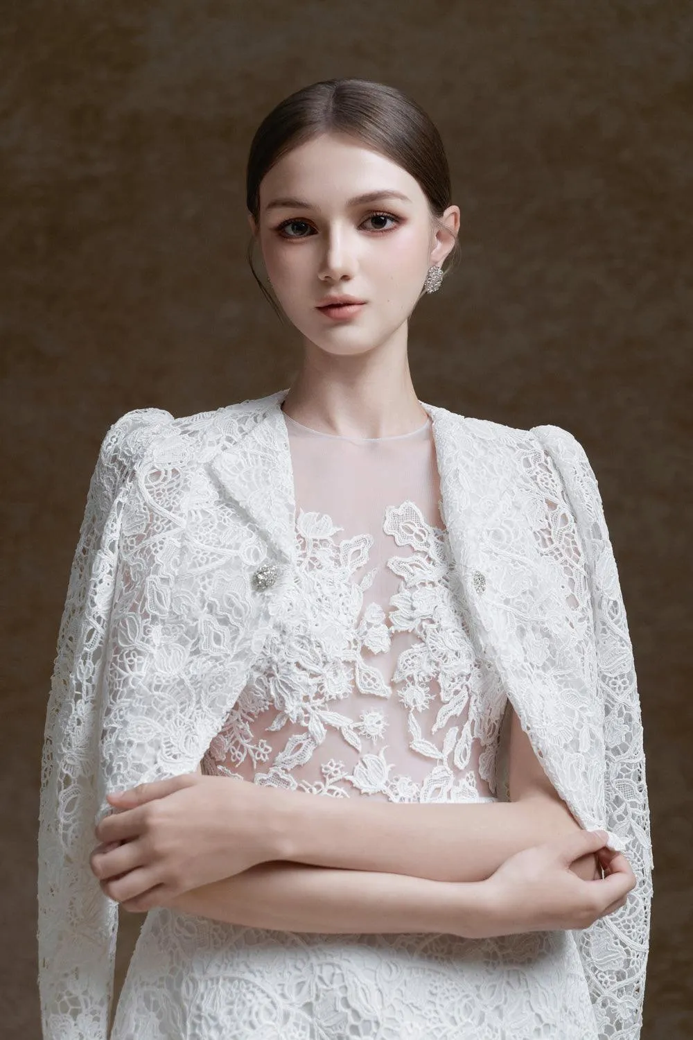 Dilys Cropped Long Sleeved Lace Jacket