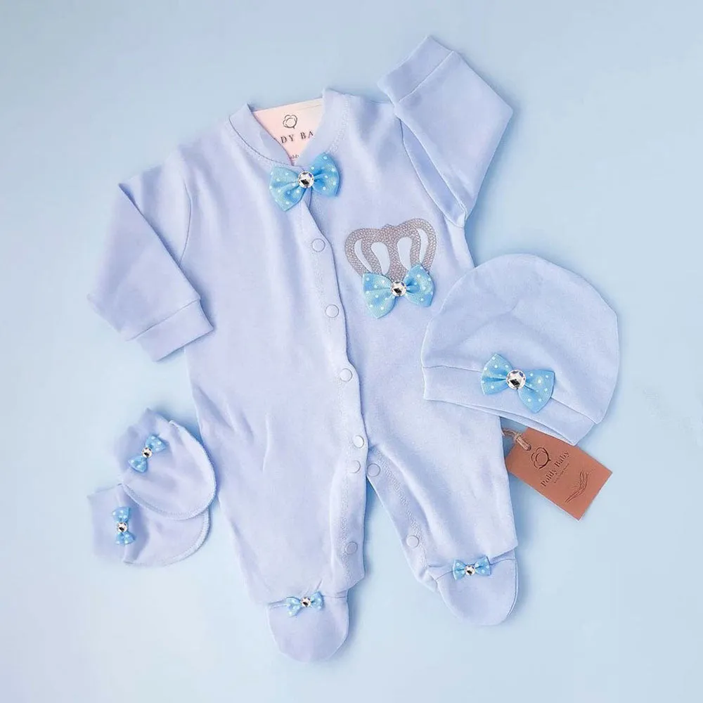 DMZ Stone Crown Blue 3 Piece Romper Set 9838