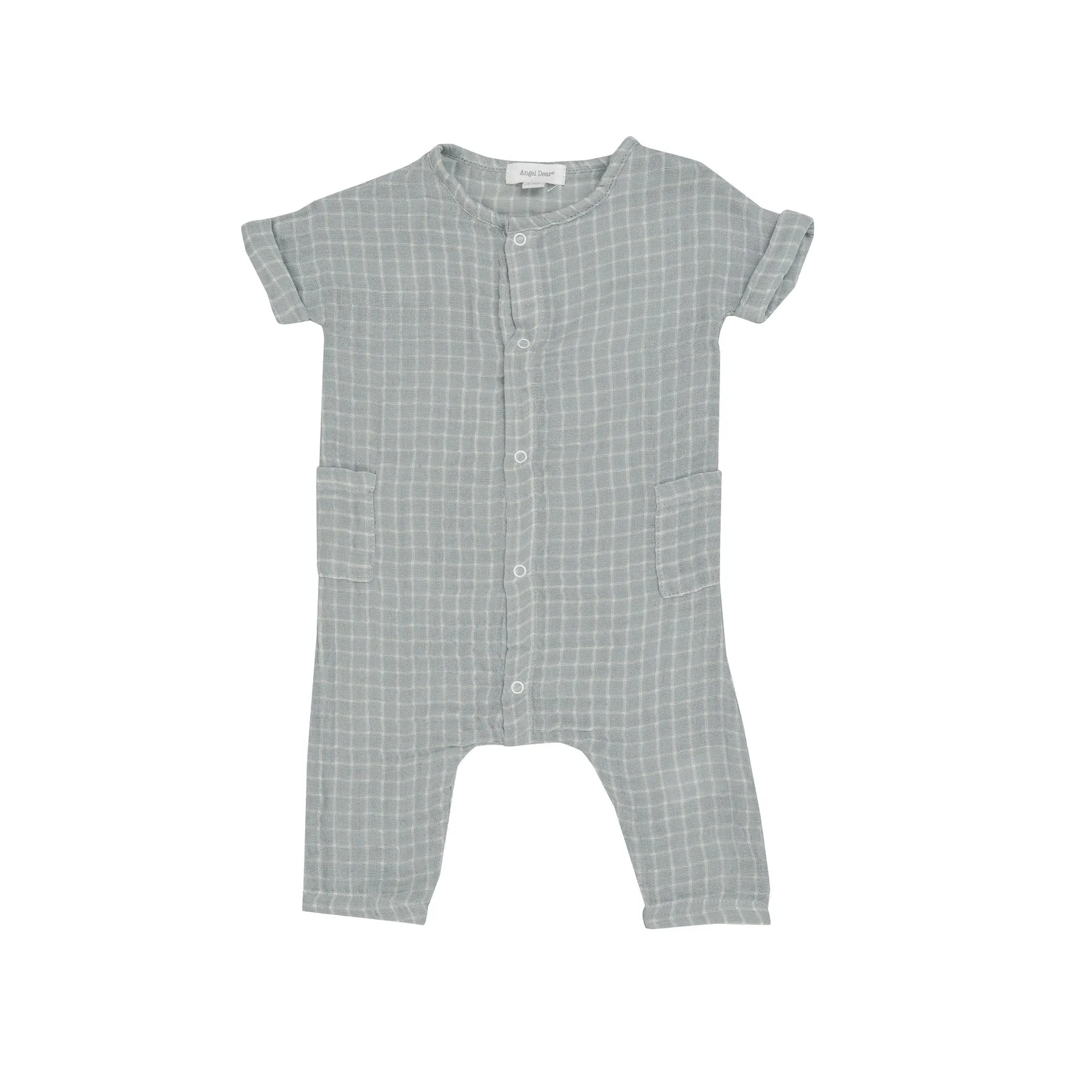 Dolman Front Closure Romper - Grey Grid